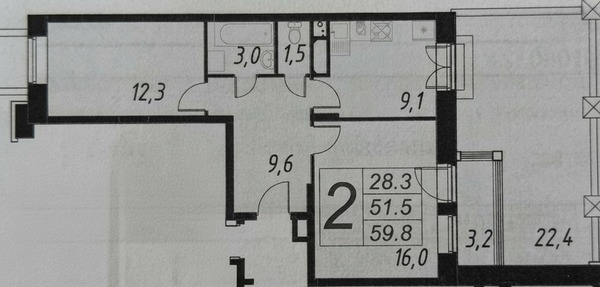 Продам двухкомнатную (2-комн.) квартиру, полковника Глазунова ул, 12, Николо-Урюпино с
