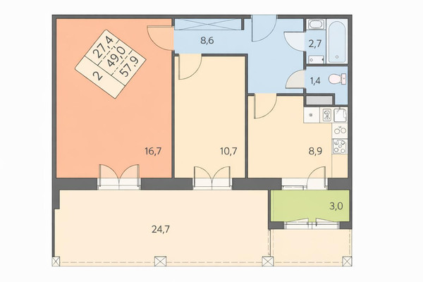 Продам двухкомнатную (2-комн.) квартиру, полковника Глазунова ул, 3, Николо-Урюпино с