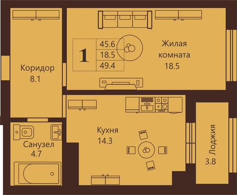 Продам однокомнатную (1-комн.) квартиру, Артиллерийская ул, 85а, Калининград г