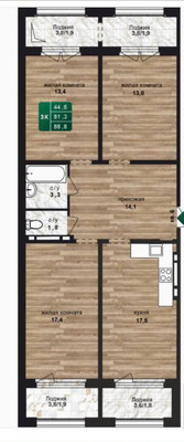 Продам трехкомнатную (3-комн.) квартиру, Нагорная 6-я ул, 15вк4, Барнаул г