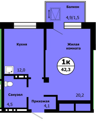 Продам однокомнатную (1-комн.) квартиру, Лесников ул, 49, Красноярск г