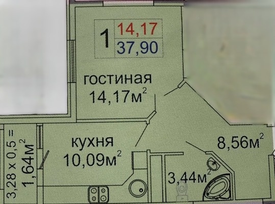 Продам однокомнатную (1-комн.) квартиру, Крымской весны ул, 1к7, Мирное с