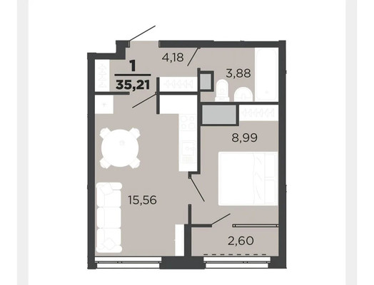 Продам однокомнатную (1-комн.) квартиру, Полина ул, 3, Рязань г