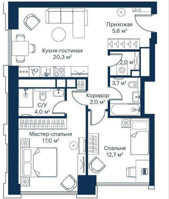 Продам двухкомнатную (2-комн.) квартиру, Волоколамское ш, 95/2к1, Москва г