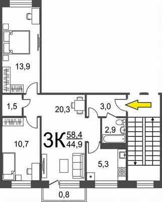 Продам трехкомнатную (3-комн.) квартиру, Надежды Сусловой ул, 11к2, Нижний Новгород г