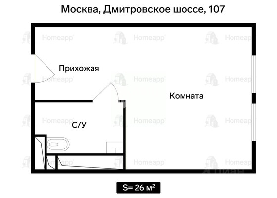 Продам однокомнатную (1-комн.) квартиру, Дмитровское ш, 107Ак5, Москва г