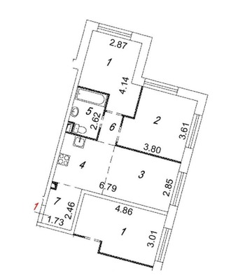 Продам трехкомнатную (3-комн.) квартиру, 1-я Ватутинская ул, 14к1, Десеновское п