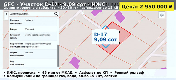 Продам участок 9,09 соток, ИЖС, Новая ул, Мышенское с, 0 км от города