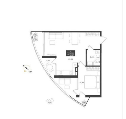 Продам двухкомнатную (2-комн.) квартиру, Сусловой ул, 3, Виноградное с