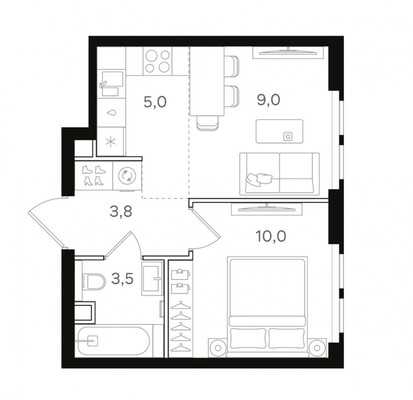 Продам однокомнатную (1-комн.) квартиру (долевое), Открытое ш, 9/14а, Москва г