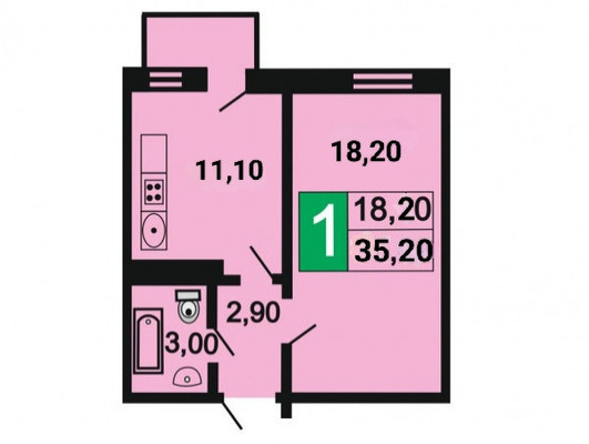 Продам однокомнатную (1-комн.) квартиру, Генерала Донскова ул, 29к3, Новофедоровское п