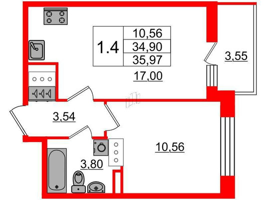 Сдам однокомнатную (1-комн.) квартиру, Железнодорожный пр-кт, 14к1, Санкт-Петербург г