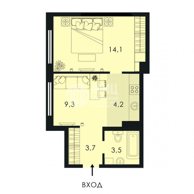 Продам однокомнатную (1-комн.) квартиру (долевое), Озёрная ул, Москва г