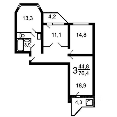 Продам трехкомнатную (3-комн.) квартиру, Солнечная ул, 15, Говорово д