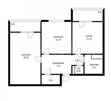 Продам двухкомнатную (2-комн.) квартиру, им. Героя Аверкиева А.А. ул, 26, Краснодар г