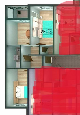 Продам двухкомнатную (2-комн.) квартиру, Семейная ул, 3, Никитское с