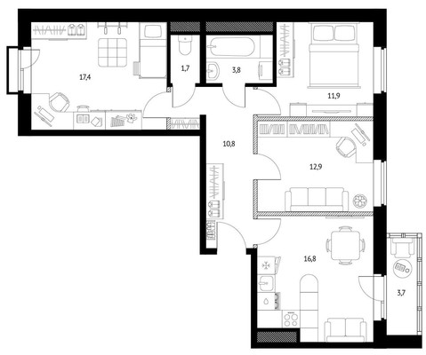 Продам трехкомнатную (3-комн.) квартиру, Еременко ул, 114, Ростов-на-Дону г