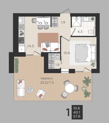 Продам однокомнатную (1-комн.) квартиру (долевое), Васильковая ул, 13, Малое Васильково п