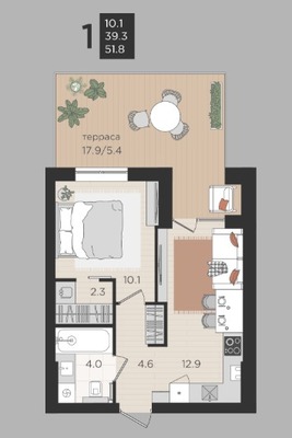 Продам однокомнатную (1-комн.) квартиру (долевое), Васильковая ул, 13, Малое Васильково п