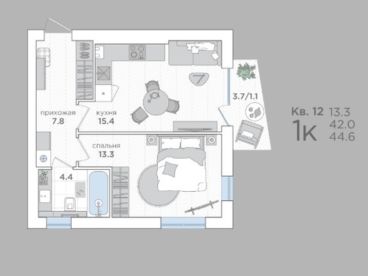 Продам однокомнатную (1-комн.) квартиру (долевое), Васильковая ул, 15, Малое Васильково п