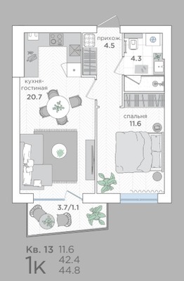 Продам однокомнатную (1-комн.) квартиру (долевое), Васильковая ул, 15, Малое Васильково п