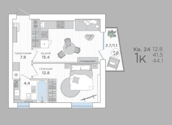 Продам однокомнатную (1-комн.) квартиру (долевое), Васильковая ул, 15, Малое Васильково п