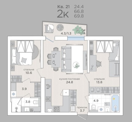 Продам двухкомнатную (2-комн.) квартиру (долевое), Васильковая ул, 15, Малое Васильково п