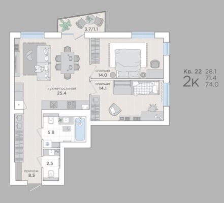 Продам двухкомнатную (2-комн.) квартиру (долевое), Васильковая ул, 15, Малое Васильково п