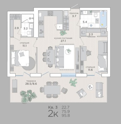 Продам двухкомнатную (2-комн.) квартиру (долевое), Васильковая ул, 16, Малое Васильково п
