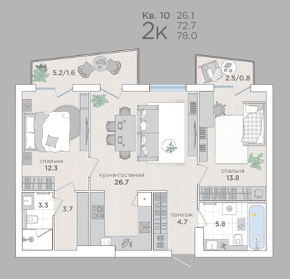 Продам двухкомнатную (2-комн.) квартиру (долевое), Васильковая ул, 16, Малое Васильково п