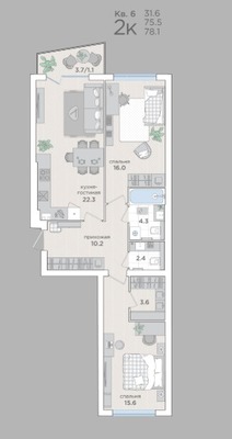 Продам двухкомнатную (2-комн.) квартиру (долевое), Васильковая ул, 16, Малое Васильково п