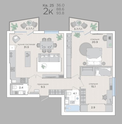 Продам двухкомнатную (2-комн.) квартиру (долевое), Васильковая ул, 16, Малое Васильково п