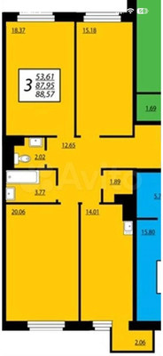 Продам трехкомнатную (3-комн.) квартиру, Петра Подзолкова ул, 26, Красноярск г