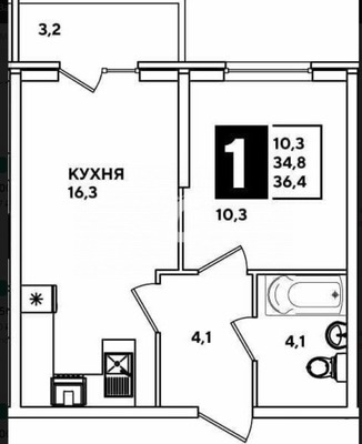 Продам однокомнатную (1-комн.) квартиру, им. Героя Пешкова ул, 14к1, Краснодар г