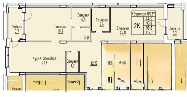 Продам двухкомнатную (2-комн.) квартиру, Молодой гвардии ул, 4, Калининград г