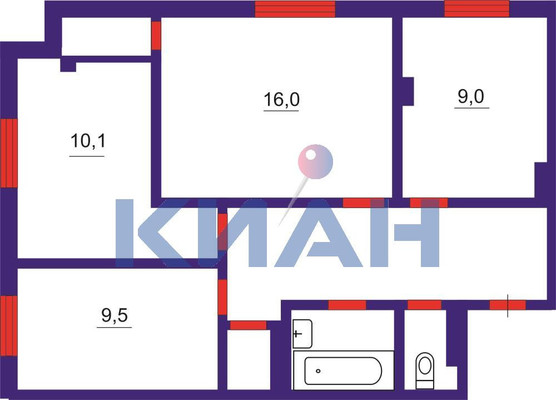 Продам трехкомнатную (3-комн.) квартиру, Норильская ул, 8г, Красноярск г