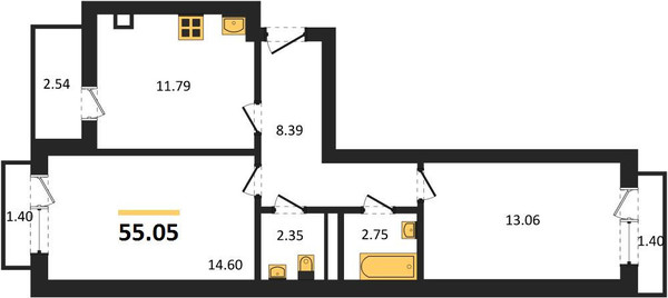Продам двухкомнатную (2-комн.) квартиру, Понартская ул, 12, Калининград г