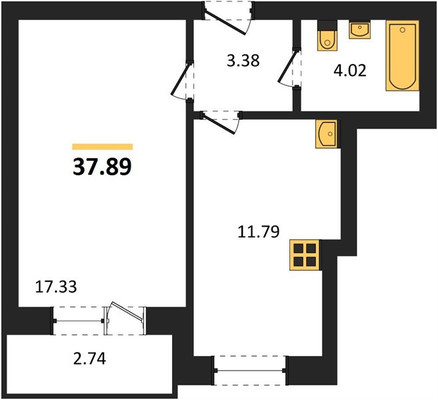 Продам однокомнатную (1-комн.) квартиру, Понартская ул, 12, Калининград г
