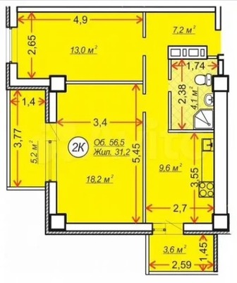 Продам двухкомнатную (2-комн.) квартиру, 2-я Баррикадная ул, 4, Ростов-на-Дону г