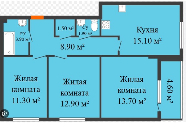 Продам трехкомнатную (3-комн.) квартиру, им. Ивана Беличенко ул, 92к1, Краснодар г