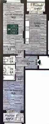 Продам двухкомнатную (2-комн.) квартиру, Нагорная 6-я ул, 15вк1, Барнаул г
