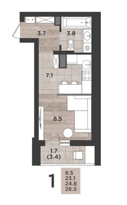 Продам однокомнатную (1-комн.) квартиру (долевое), Миргородская ул, 2, Калининград г