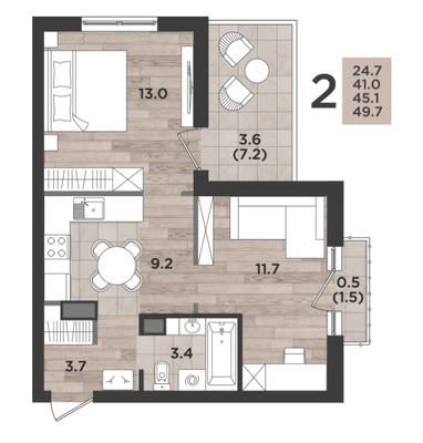 Продам двухкомнатную (2-комн.) квартиру (долевое), Миргородская ул, 2, Калининград г