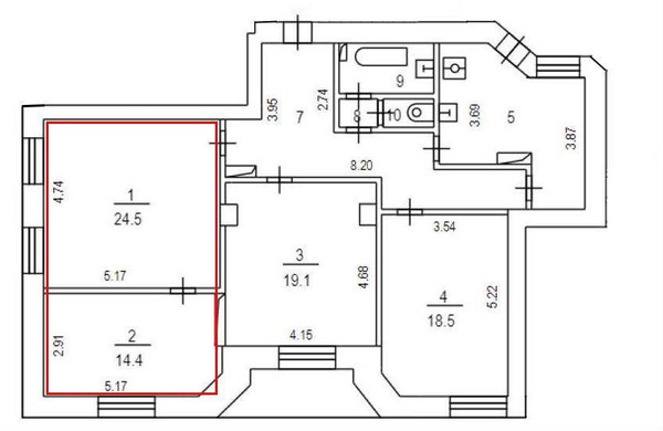Продам 2-комн. в 4-комн. квартире, Мира пр-кт, 11, Москва г
