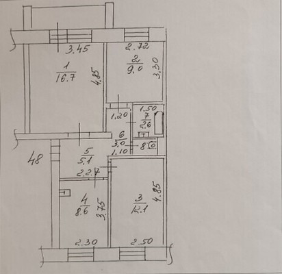 Продам трехкомнатную (3-комн.) квартиру, Шумакова ул, 52, Барнаул г