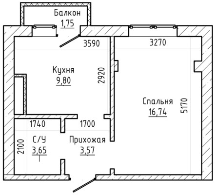 Продам однокомнатную (1-комн.) квартиру, Тарчокова ул, 125кв, Нальчик г