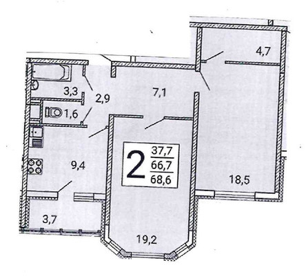 Продам двухкомнатную (2-комн.) квартиру, Артамонова ул, 34ж, Воронеж г
