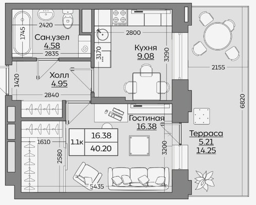 Продам однокомнатную (1-комн.) квартиру (долевое), Оренбургский Тракт ул, 2, Казань г