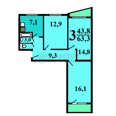 Продам трехкомнатную (3-комн.) квартиру, Жебрунова ул, 1, Москва г