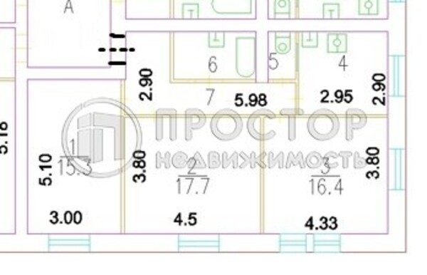 Продам 2-комн. в 3-комн. квартире, 1-я Владимирская ул, 8, Москва г